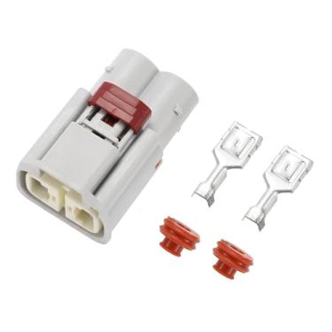 Imagem de Hihaha Conector de bomba de direção hidráulica para Mercedes Benz/conector terminal de fio fêmea interno/plástico impermeável cobre estanhado série 9,5 mm / 1 conjunto cinza 2 pinos