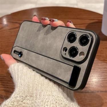Imagem de Capa de suporte de pulseira de couro para iPhone 16 11 12 13 14 15 Pro Max XR XS X 8 7 Plus Capa de silicone fosca, cinza claro, para iPhone 15 ProMax