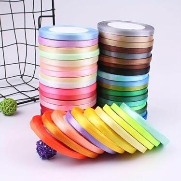 Imagem de Conjunto de 15 fitas para artesanato, 15 rolos de cores aleatórias, sortidos para artesanato, embalagem de presente, balões e decorações de casamento, mistura