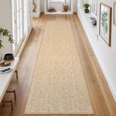 Imagem de LEEVAN Tapete de corredor de 3,6 m, tapetes laváveis de algodão trançado, tapete de corredor de cozinha de pelo baixo, tapetes modernos de banheiro longo para sala de aula/quarto/entrada
