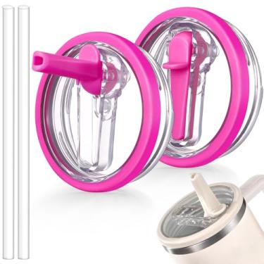 Imagem de ANTAND Tampa flip de canudo à prova de vazamento de 1,134 g para Stanley H2.0 Quencher Protour Tumbler, pacote com 2 tampas à prova de derramamento tampa de canudo de substituição para acessórios de