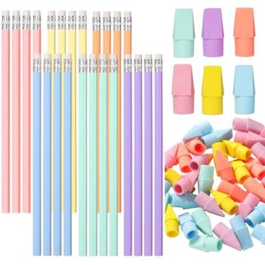 Imagem de Gersoniel 24 lápis HB nº 2 com 48 unidades, pacote com 48, lápis hexagonais de madeira não afiados, conjunto de macaron fofo para adultos, presentes para exames escolares, aprendizado de arte, esboços