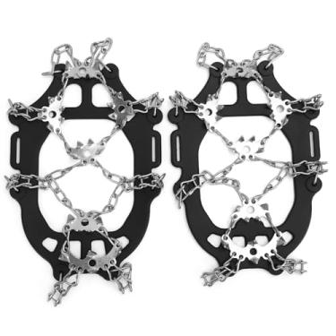 Imagem de Zyyini Crampons Resistentes de 24 Picos para Sapatos Grampos de Gelo Tração Antiderrapante Botas Picos, Apertos de Neve de Gelo de Aço Inoxidável de Silicone L (L)