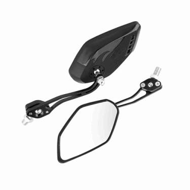 Imagem de Luqeeg Espelhos Retrovisores Laterais Com Padrão de Chama de Alumínio, Espelhos Retrovisores Duráveis ​​para Motocicleta Com Resistência à Colisão para Motocicletas e Scooters Universais (Preto)