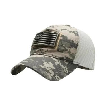 Imagem de Bandeira americana camuflagem adesivo bordado Baseball Cap Net Hat Men