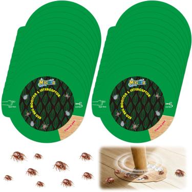 Imagem de Mysora 24 peças de armadilhas de cola para monitor e interceptor de percevejos de cama, cor discreta de carvalho clássico, bloqueia o acesso dos percevejos a camas/futon/sofá, para piso duro, nova