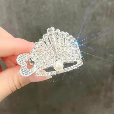 Imagem de 1 peça suporte de rabo de cavalo com coroa de prata, clipe alto para rabo de cavalo para tranças, acessórios de cabelo de casamento