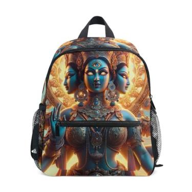 Imagem de Hindu Multi Armed Goddess Myth Simple Modern Kids Backpack with Whistle, Adjustable Chest Strap, Kindergarten Backpack for Boys Lightweight & Compact for Ages 3-8