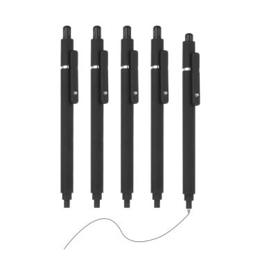 Imagem de PATIKIL Pacote com 5 canetas retráteis de 0,5 mm, canetas esferográficas retráteis, de ponta fina, para escritório, material doméstico, diário, caderno, preto