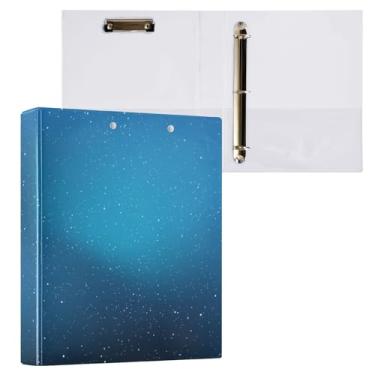 Imagem de Fichário gradiente azul arco-íris com glitter, pastas, fichário com três anéis com prancheta de perfil, organizador para escola e escritório, 1 pacote