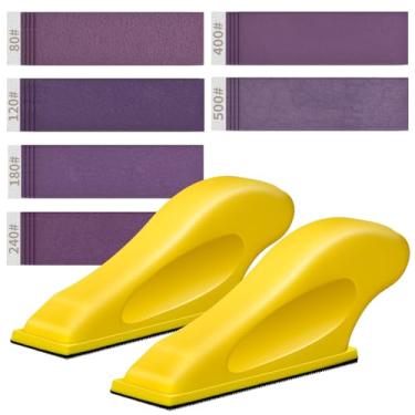 Imagem de Gnellkoor Lixadeira de dedo para artesanato, pacote com 2 mini lixadeira micro jacaré para artesanato com 30 folhas de lixa de 9,5 x 2,5 cm 80 120 180 240 400 600 lixamento de grãos para acabamento de