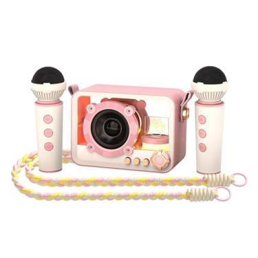 Imagem de Luocute Mini Máquina de karaokê, Alto-falante Portátil Com Microfones Sem Fio e Gancho Oculto, Tecnologia BT 5.3 para Festas Em Casa, Acampamento Ao Ar Livre, Viagens (Rosada)