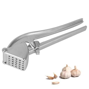 Imagem de Amassador de Alho Profissional, em Liga Alumínio Resistente com Pega Ergonómica Adequada para Máquina de Lavar Louça Utensílio Cozinha (Prateado)