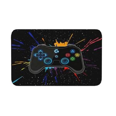 Imagem de Jbofyee Tapete de banho com joystick de jogo antiderrapante de microfibra macia, tapete lavável, tapete de entrada, tema de jogos, decoração para banheira, chuveiro, piso, 80 x 50 cm