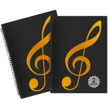 Imagem de Pasta de música para partituras, fichário em espiral em branco para organizador de partituras e documentos, 21 x 28 cm, suporte para partituras de banda (pacote com 2)