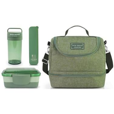 Imagem de Bolsa Térmica Marmita Copo Porta Talher Kit 4 Peças Jacki Design Joy, 