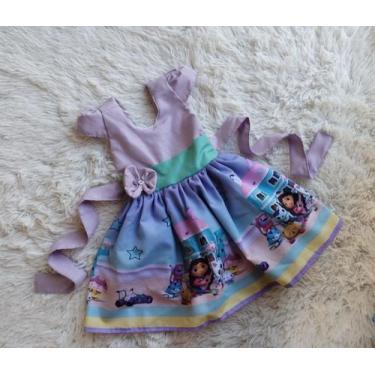 Imagem de Vestido Infantil Temático Simples Casa da Gabby Lilás Laço Verde, P