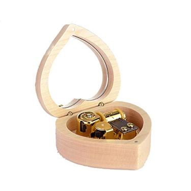 Imagem de pcagfaajmh Caixa de música colecionável caixa de música de madeira em forma de coração sonhador presente de aniversário caixa de música artesanato (cor: tamanho da cor da imagem: 8,8 x 8,56 x 4 cm)