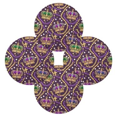 Imagem de Wassud Jogo americano conjunto de 4 tapetes de mesa redondos com coroas reais de carnaval para cozinha e jantar, tapetes laváveis resistentes ao calor, decoração de mesa 39 cm
