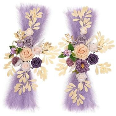 Imagem de Lisuun Flores de arco de casamento, flores artificiais para pano de fundo de recepção e sinal de cerimônia de boas-vindas, flores grandes para decoração floral de cerimônia de casamento de sonhos