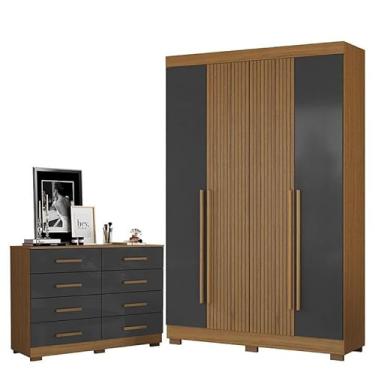 Imagem de Cômoda 2014148 e Guarda Roupa Solteiro 2030240 Atacama Grafite - Aramóveis