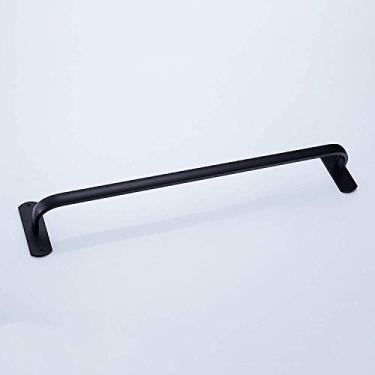 Imagem de Toalheiro montado na parede preto único alumínio armazenamento toalha de banheiro prateleira 50 cm (50 cm)