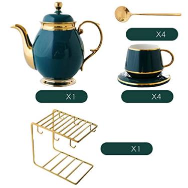 Imagem de Conjunto de bule de chá de cerâmica Phnom Penh bule de porcelana suporte de copo pires colher utensílios domésticos canecas de café utensílios de cozinha (conjunto de 4 xícaras 2) ()