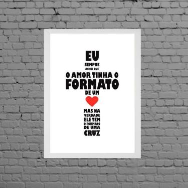 Imagem de Quadro Amor Formato De Cruz 33X24Cm Moldura Branca