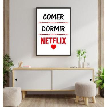 Imagem de Quadro Decorativo Comer Dormir Netflix 45x34cm