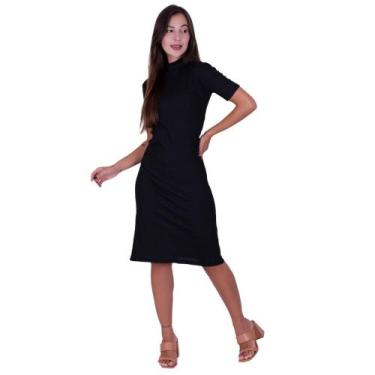 Imagem de Vestido Manga Curta Gola Alta Inverno Midi -c2 VESTIDO MONALISA - BELL