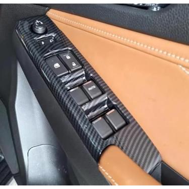 Imagem de Luyhok Tampa do painel do botão de elevação da janela da porta do carro com acabamento adequado para Isuzu MU-X MUX 2025 2026 Acessórios de carro ABS moldura de interruptor de elevação de vidro preto