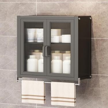 Imagem de Armário de armazenamento montado na parede – Armário de parede flutuante para banheiro e cozinha com porta de vidro, armários de parede versáteis para banheiro e armazenamento de medicamentos, solução