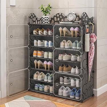 Imagem de Armário de sapatos moderno de 6 níveis, organizador de prateleira de armazenamento de sapatos para entrada, armário de sapatos com portas, para corredor, sala de estar, quarto (85 x 32 x 110 cm)