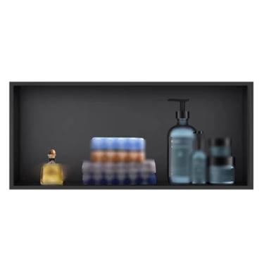 Imagem de Nicho de banheiro embutido para chuveiro, organizador de prateleira embutida para carrinhos de chuveiro, aço inoxidável para banheiro/armazenamento/xampu/artigos de higiene pessoal (cor: preto