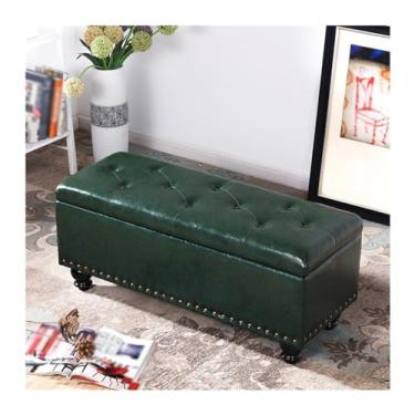 Imagem de Sapateira, banco, multifuncional, longo, trocador de sapatos, banco, porta de entrada, retangular, cor sólida, banco de porta de entrada, trocador de sapatos, banco para porta da frente (verde escuro