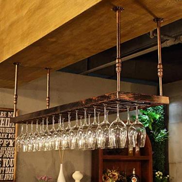 Imagem de Prateleiras de vinho, rack de metal para copos de vinho - suporte de vinho flutuante para bar - suporte de cálice suspenso - Rack de armazenamento de vinho - Arte em ferro - Telesboom ajustável Dfvv