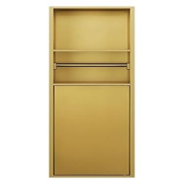 Imagem de Nicho de chuveiro de aço inoxidável dourado, suporte de papel higiênico embutido, suporte de armazenamento de parede para banheiro, cozinha, sala de estar e quarto - design durável e elegante
