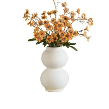 Imagem de VHDY85KA Decorações Vaso de cerâmica branco amarelo ameixa pequenas flores falsas simulação arranjo de flores interior casa de fazenda