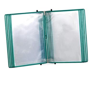 Imagem de Organizador de referência para montagem na parede – Rack de exibição de catálogo A4 com 10 bolsos frente e verso, capacidade para 20 folhas, PVC durável e sistema de fichário de metal para
