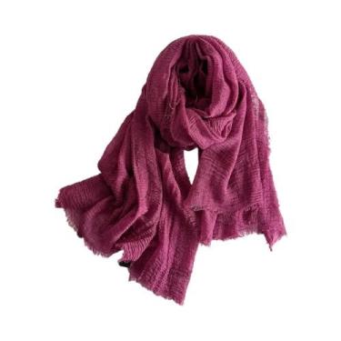 Imagem de Cachecol Longo Monocromático Retro Para Mulheres, Cor Sólida, Comprime