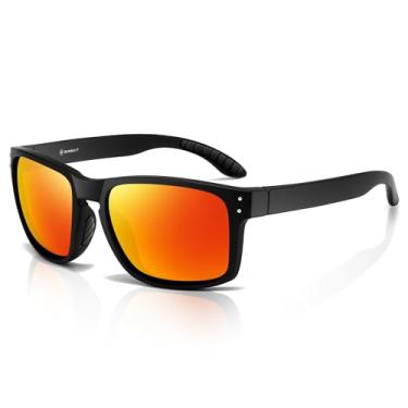 Imagem de SUNGAIT Óculos de sol esportivos polarizados para homens e mulheres: óculos escuros quadrados retrô UV400 para dirigir, pesca, ciclismo, corrida, golfe, Armação preta 2025 (acabamento fosco)/lente