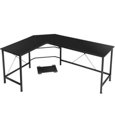 Imagem de Mesa de canto em forma de L, computador, jogos, laptop, mesa de trabalho, escritório, preto, 167 cm