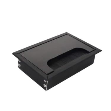 Imagem de Ilhós de mesa com serra de furo, 1 peça de capas de furo de arame 80 x 120 mm alumínio ilhós de mesa inserção de cabo quadrado para organizador de fios