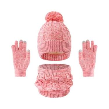 Imagem de Conjunto De Gorro, Cachecol E Luvas De Inverno Para Crianças, 3 Peças,
