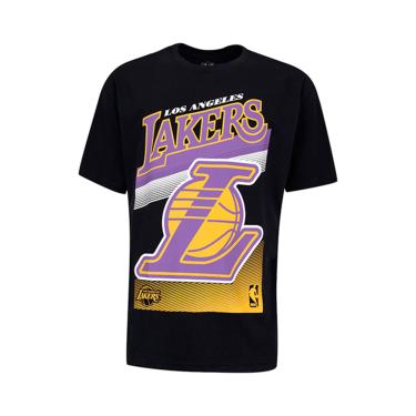 Imagem de Camiseta Básica Masculina Estampada Plus Size Los Angeles Lakers Preta N592A - NBA