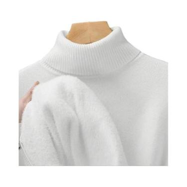 Imagem de Suéter Masculino Slim Fit De Manga Longa Com Gola Alta, Anti-Pilling, 