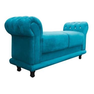 Imagem de Recamier Barcelona Suede Azul Turquesa com Strass
