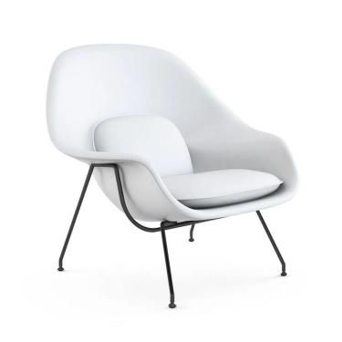 Imagem de Poltrona Womb Chair Sem Puff Base Preta Sintético Branco