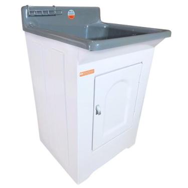 Imagem de Tanque De Lavar Roupa Em Fibra 40L Com Gabinete ABS Base para torneira