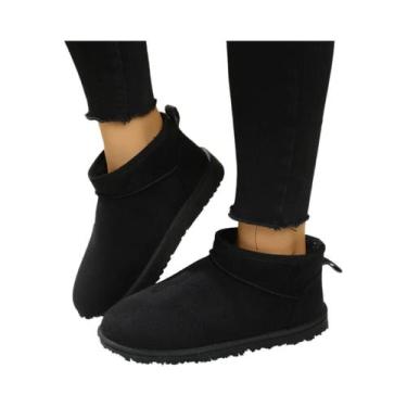 Imagem de Botas De Neve Femininas De Camurça Tamanho Grande Com Sola Grossa, Que